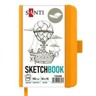 Скетчбук 10х15см/100арк. "SANTI" /743360/ для графіки, тв.обкл. PU, 110г/м2, жовтий (1/16/48) 214897 фото