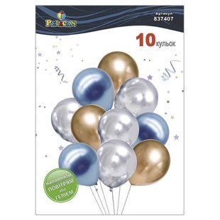 Кульки повітряні "Pelican" /837407/ латексні "Блиск моря" хром 10шт/уп 216068 фото
