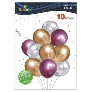 Кульки повітряні "Pelican" /837409/ латексні "Срібно-рожевий блиск" хром 10шт/уп 216069 фото
