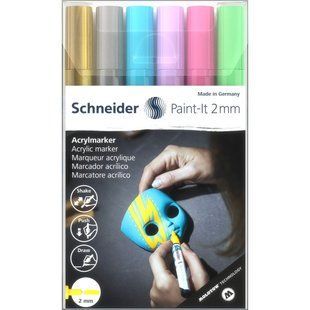 Набір маркерів 6 кол. "SCHNEIDER" /S120196/ акрилові Paint-it 310 2мм Wallet Set2 (1/10/330) 142644 фото