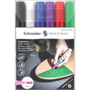 Набір маркерів 6 кол. "SCHNEIDER" /S120295/ акрилові Paint-it 320 4мм, Wallet Set1 (1/5/245) 142646 фото