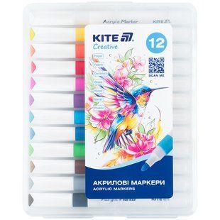 Маркери акрилові Jumbo, 12шт Kite Creative k-1290 фото