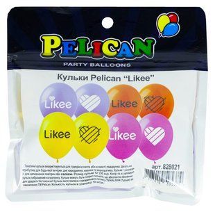 Кульки повітряні "Pelican" /828021/ 12' (30 см) "LIKEE" 1-сторонні, 10шт. в упаковці (1/10) 57859 фото