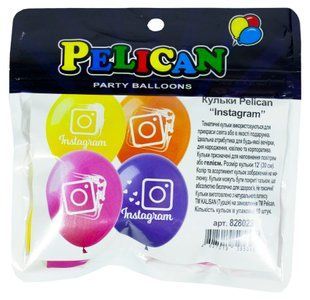 Кульки повітряні "Pelican" /828023/ 12' (30 см) "INSTAGRAM" 1-сторонні, 10шт. в упаковці (1/10) 57861 фото