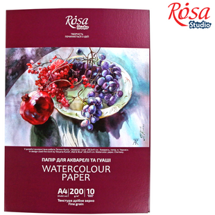 Папка для АКВАРЕЛІ А4/10арк. "ROSA Studio" /16921003/ (21х29,7см) 200 г/м2, дрібне зерно (1/10/25) 114737 фото