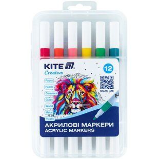 Маркери акрилові, набір 12шт, Kite Creative k-1156 фото