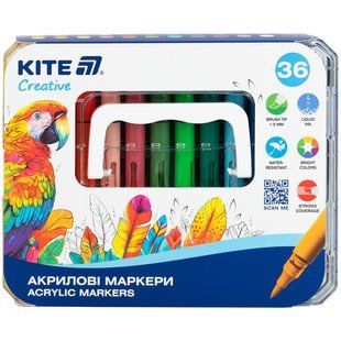 Маркери акрилові з рідкими чорнилами, 36шт Kite Creative k-1163 фото