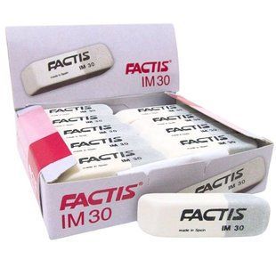 Гумка "FACTIS" /IM30/ прямокутна біло-сіра з фаскою 5,9*1,9*0,9см (30/750) 204269 фото