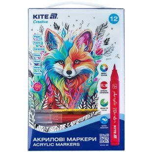 Маркери-пензлики акрилові, набір 12шт, Kite Creative k-1159 фото