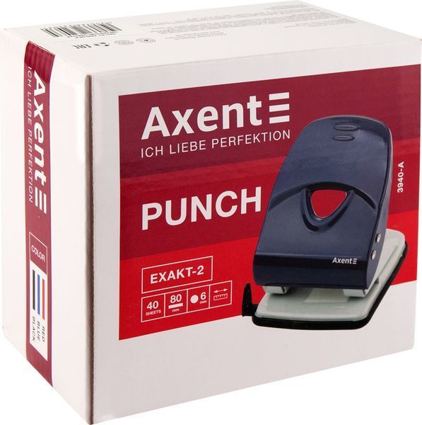 Діркопробивач Exakt-2 металевий, 40арк, червоний 3940-06-a фото
