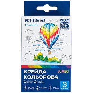 Крейда кольорова Jumbo, 3 кол. Kite Classic k-077 фото