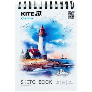 Скетчбук для акварелі, A5, 20 арк., спіраль, Kite Creative k-1283 фото