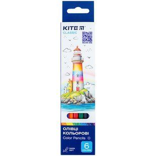 Олівці кольорові, 6 шт. Kite Classic k-050 фото