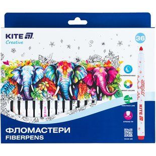 Фломастери, набір 36шт, Kite Creative Superwashable k-1154 фото