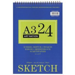 Скетбчук 42*29,7см/24арк "Art Nation" /XQSU3200/ на спіралі, 200 г/м2 (1/24) 160709 фото