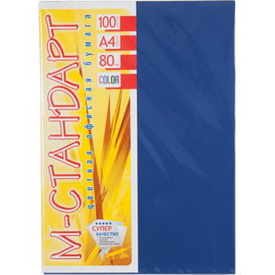 Папір кольоровий "М-Стандарт" A4 темний (80г) deep blue /49А/ (100арк) 119988 фото