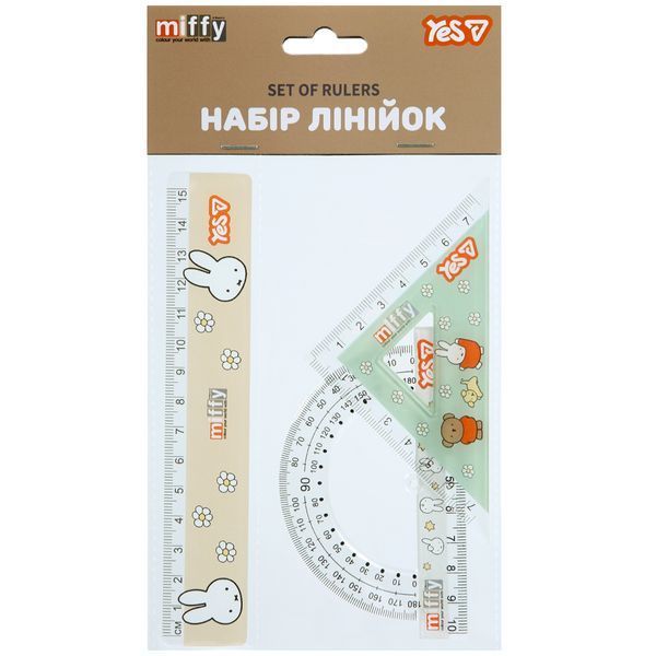 Набір лінійок "Yes" /370726/ (3 предмети) "Miffy", лінійка 15 см (1/25/400) 218935 фото